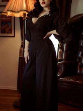 La Femme Black Wide-Leg Palazzo Pants